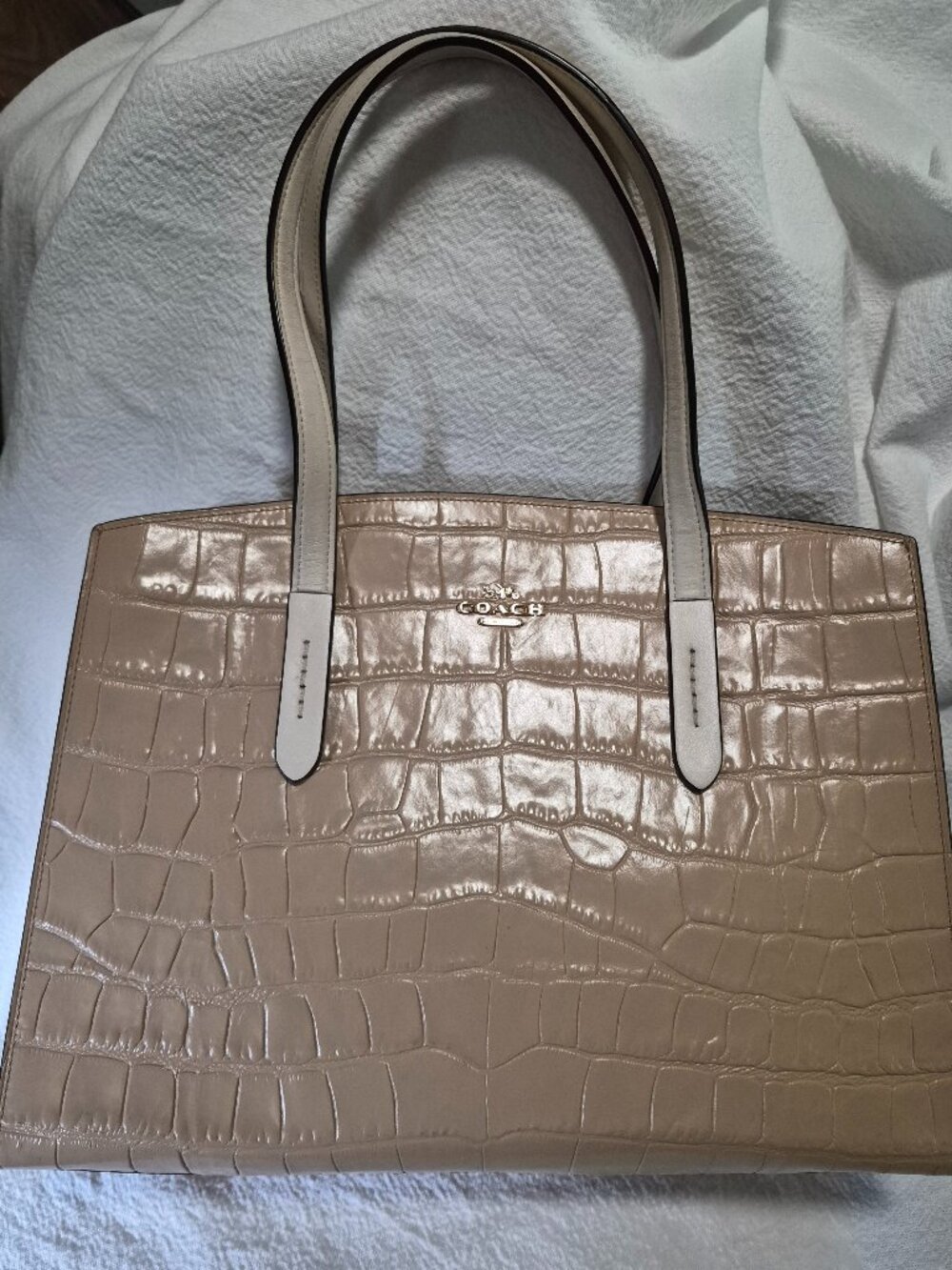 Coach - Nina two-tone crocodile embossed leather tote